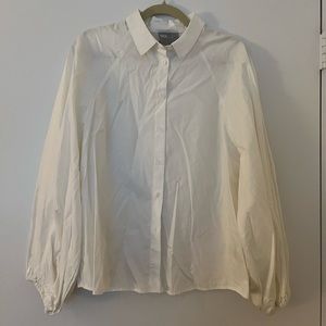 ASOS puff sleeve white cotton shirt